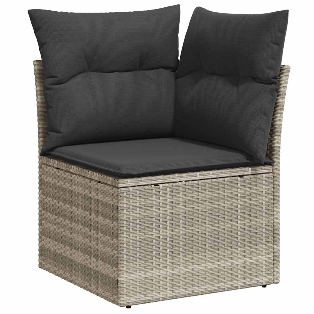 9-teiliges Gartensofa-Set mit Kissen, grau, Polyrattan
