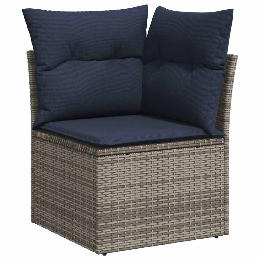 7-teiliges Gartensofa-Set mit Kissen, grau, Polyrattan