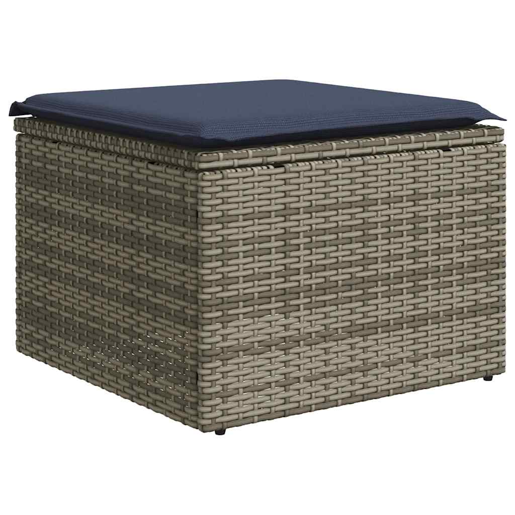 7-teiliges Gartensofa-Set mit Kissen, grau, Polyrattan