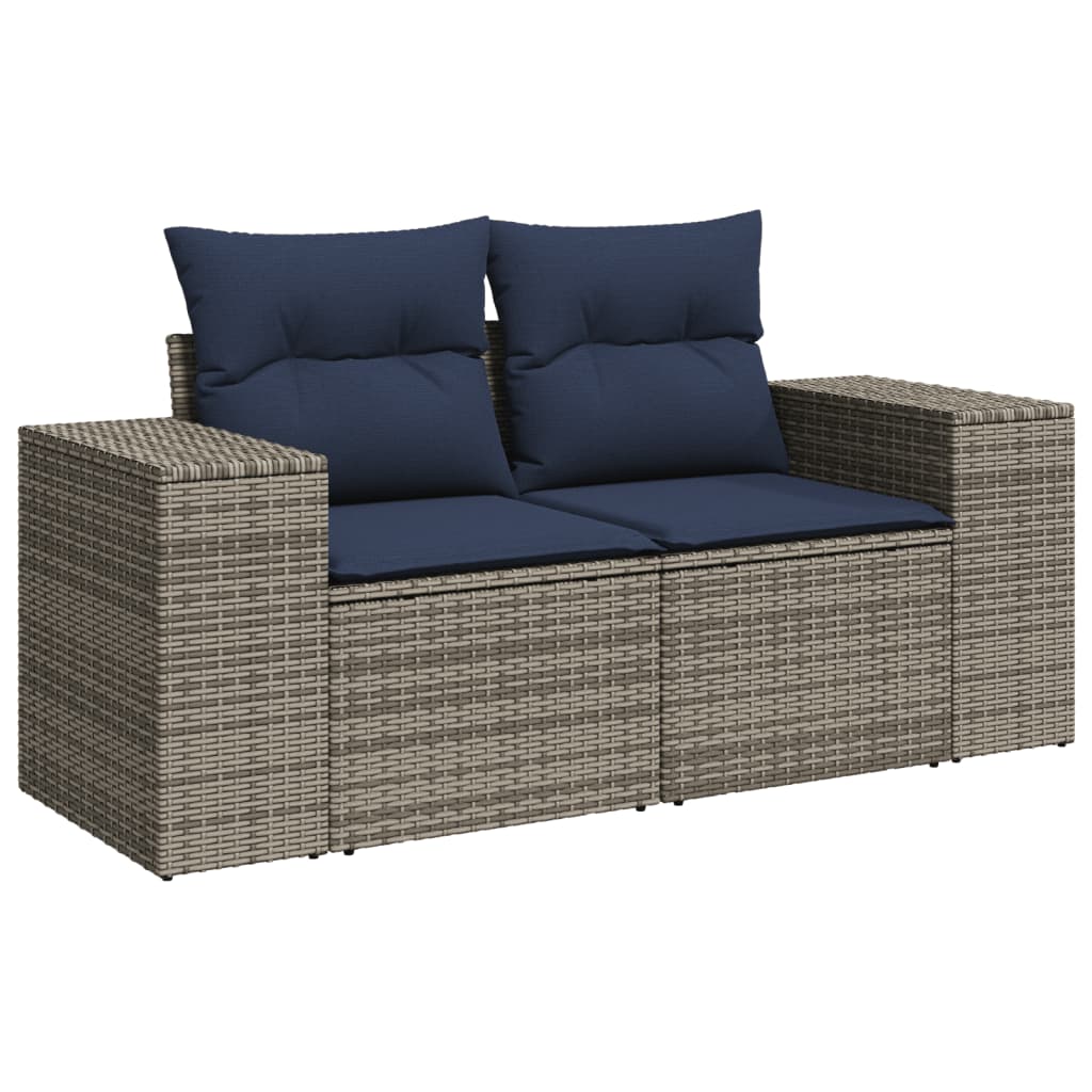 8-teiliges Gartensofa-Set mit Kissen, grau, Polyrattan
