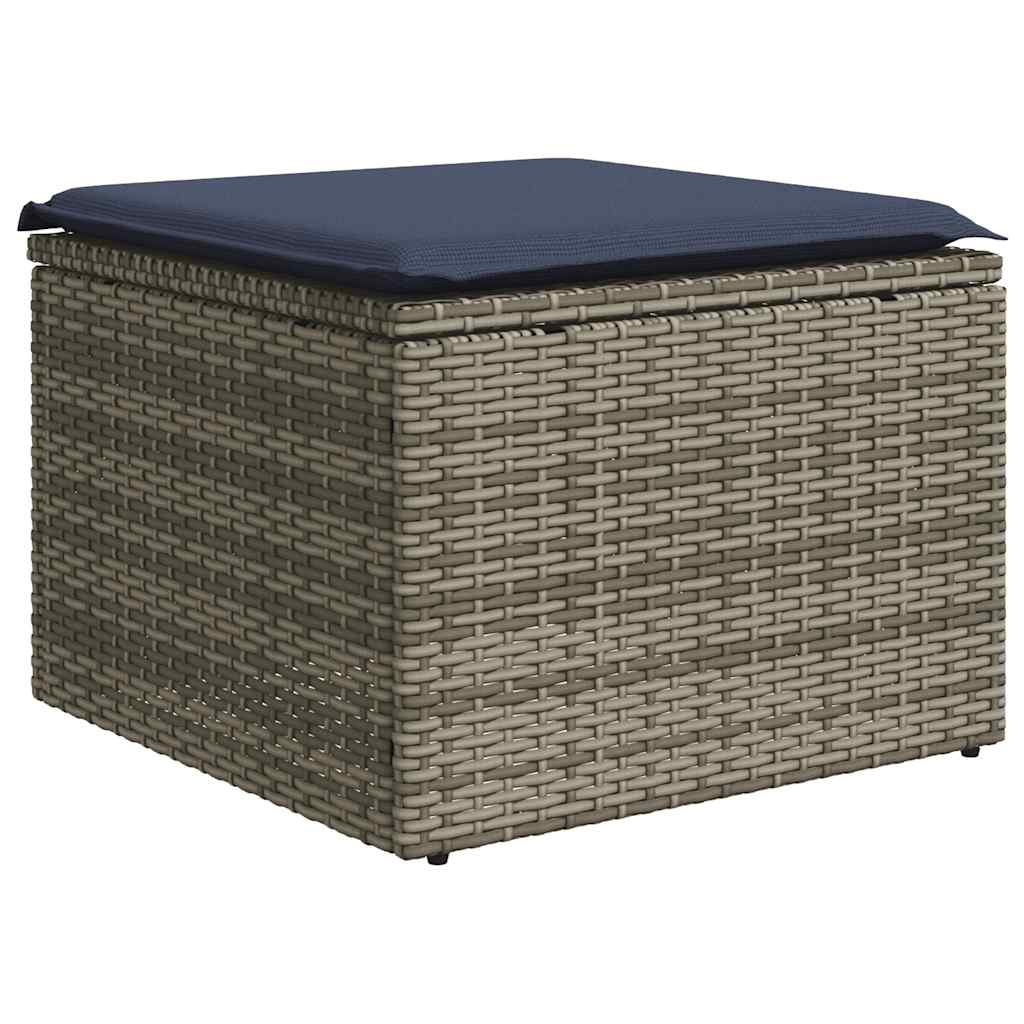 8-teiliges Gartensofa-Set mit Kissen, grau, Polyrattan