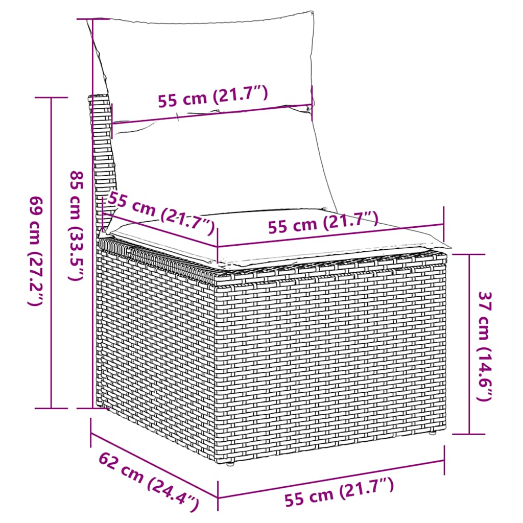 6-tlg. Garten-Sofagarnitur mit Kissen Braun Poly Rattan