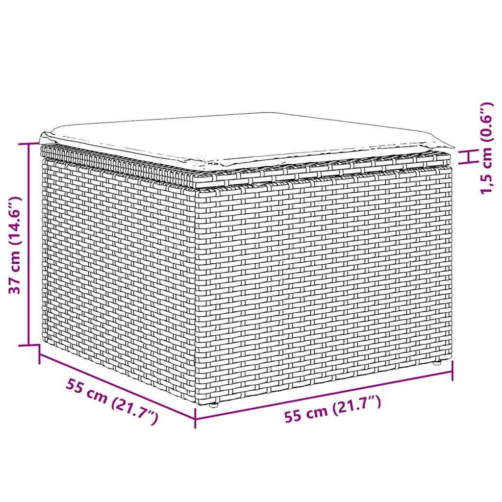 9-tlg. Garten-Sofagarnitur mit Kissen Braun Poly Rattan