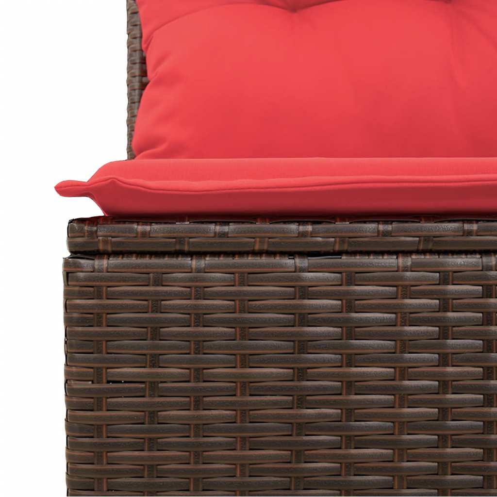 11-tlg. Garten-Sofagarnitur mit Kissen Braun Poly Rattan