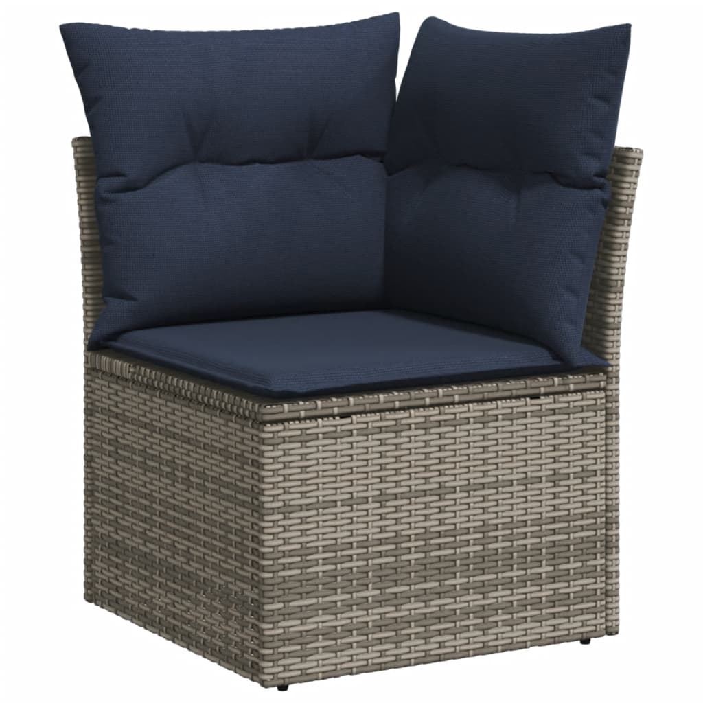 5-teiliges Gartensofa-Set mit Kissen, grau, Polyrattan