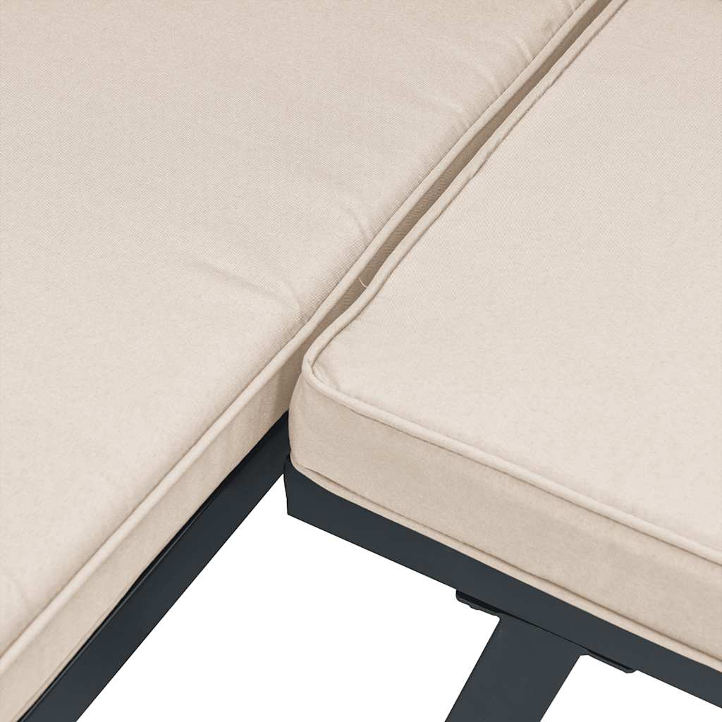 Gartenhocker mit Kissen Schwarz Pulverbeschichteter Stahl