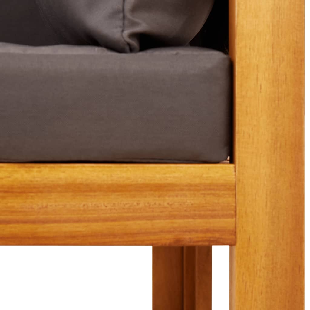 Gartensofa ohne Armlehnen mit Kissen Holz Akazie & Seil