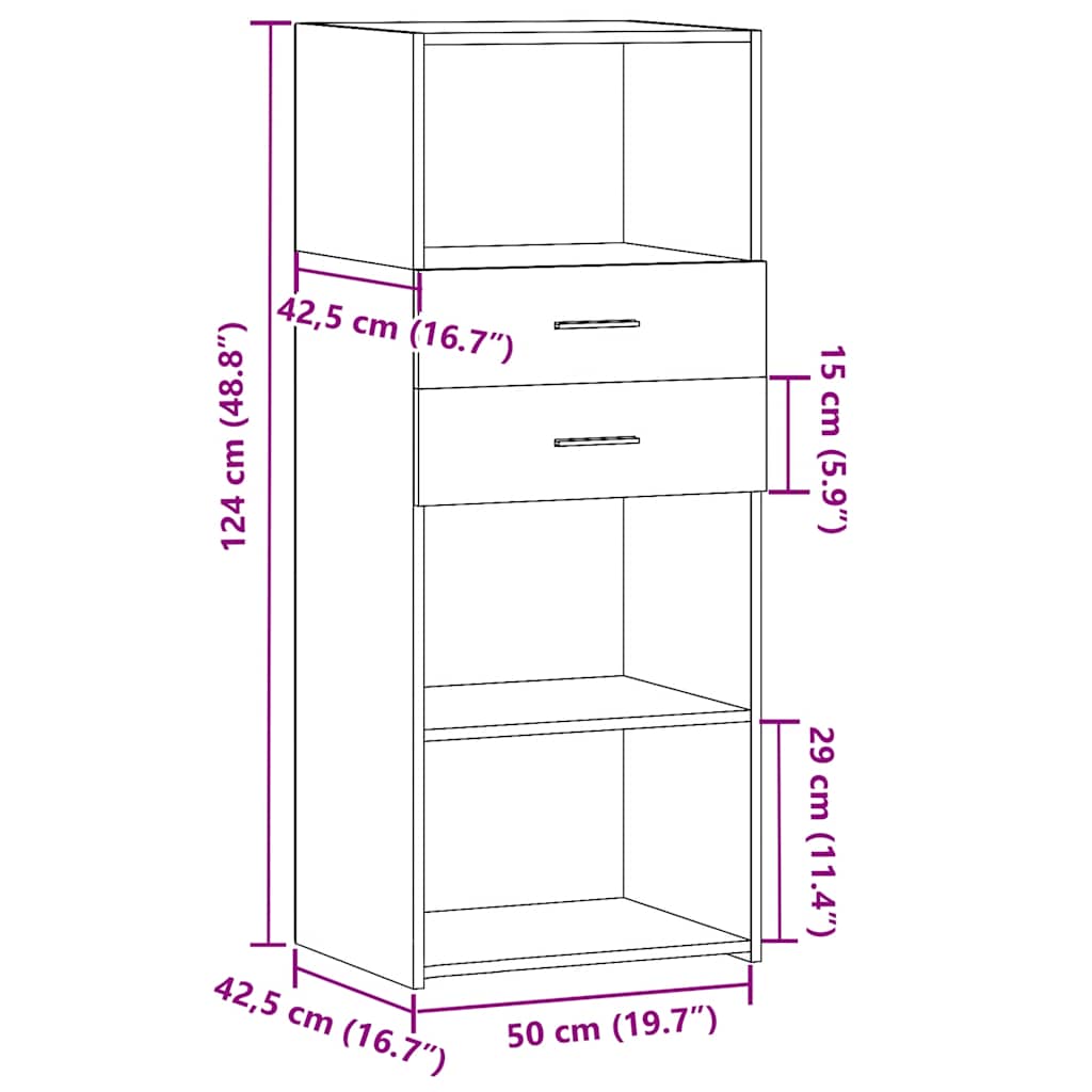 Highboard Betongrau 50x42,5x124 cm Holzwerkstoff
