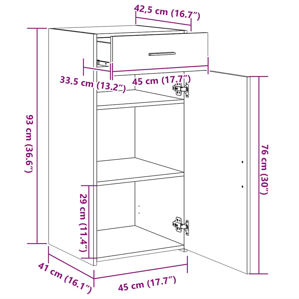Sideboard Sonoma-Eiche 45x42,5x93 cm Holzwerkstoff