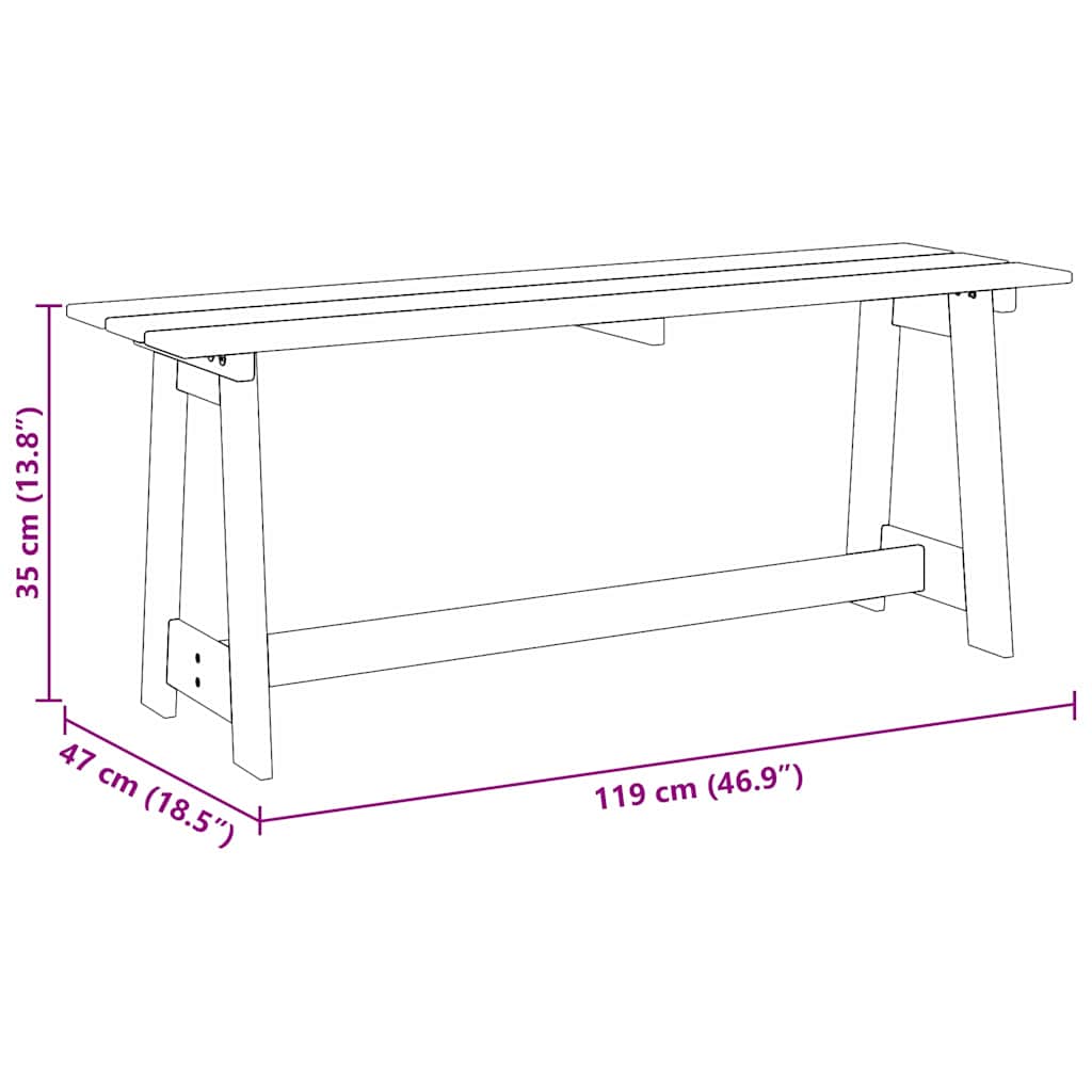 Gartenbank Braun 119 x 35 x 47 cm Solides Kiefernholz