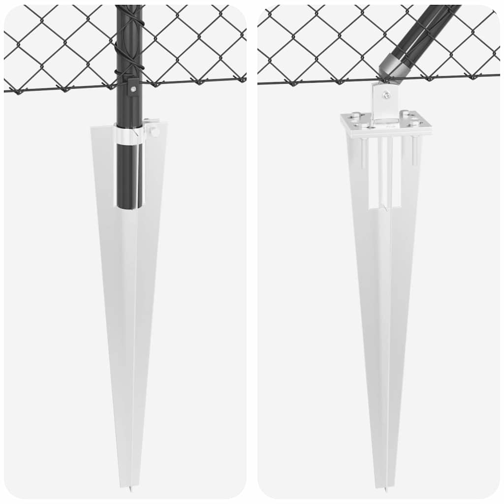 Kettengliedzaun mit Pfosten Grau 1 x 10 m Stahl