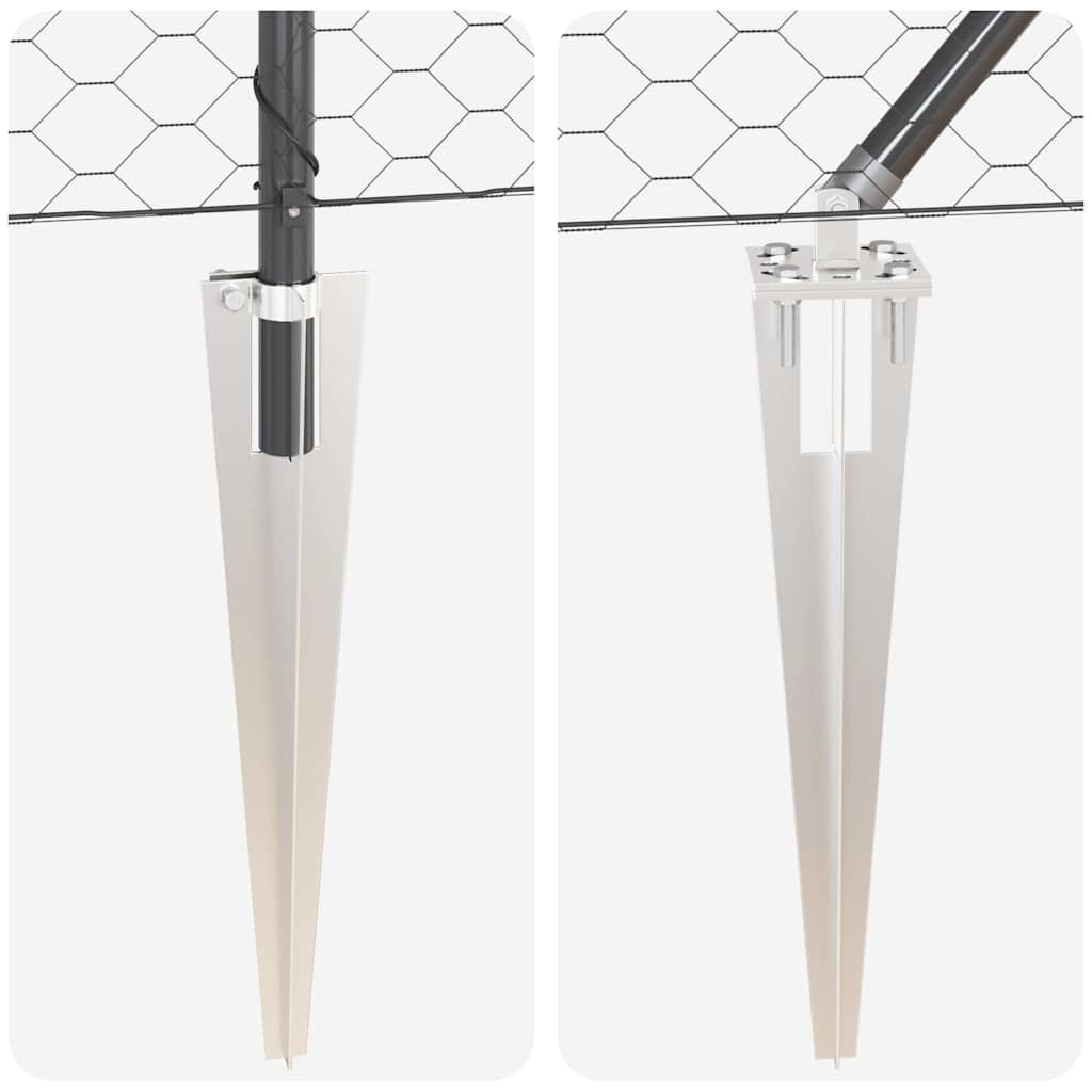 Kettengliedzaun mit Pfosten Grau 1 x 25 m Stahl