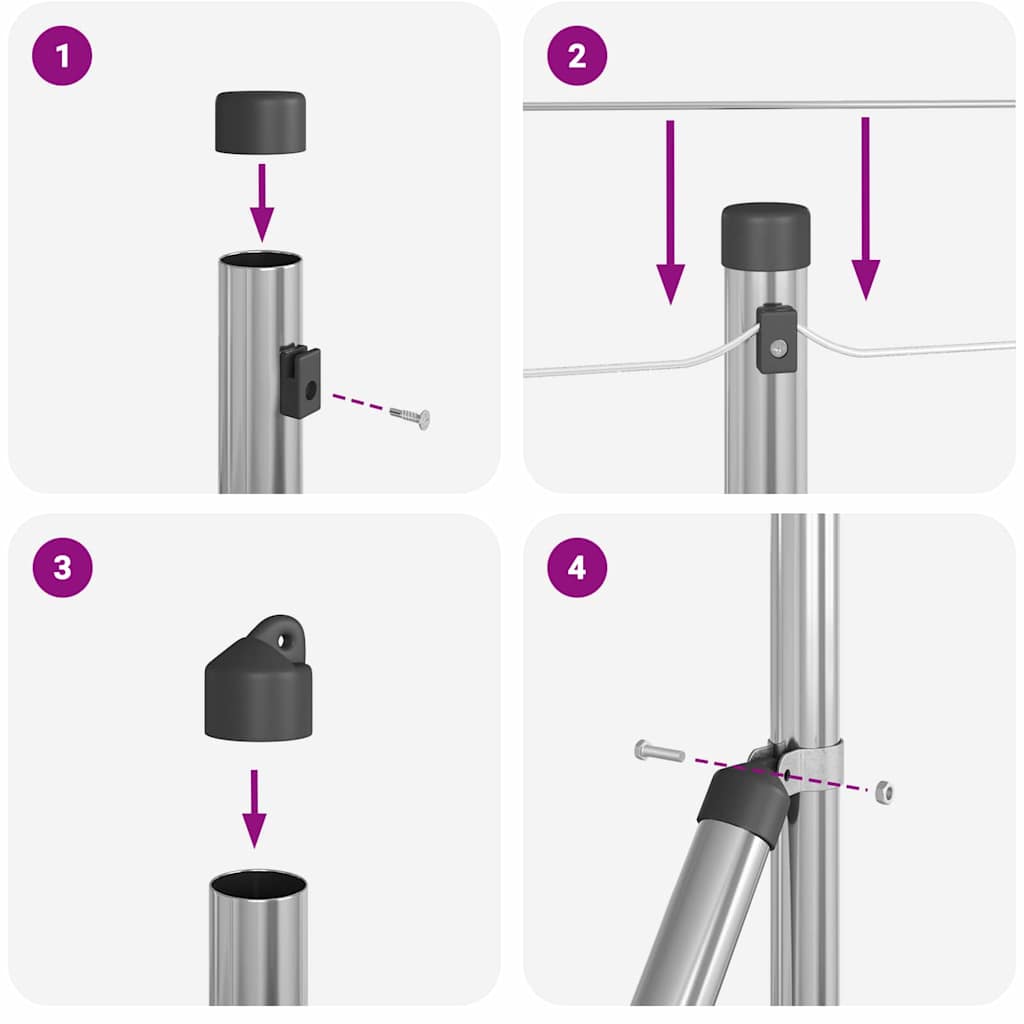Kettengliedzaun mit Pfosten Silber 1 x 10 m Stahl