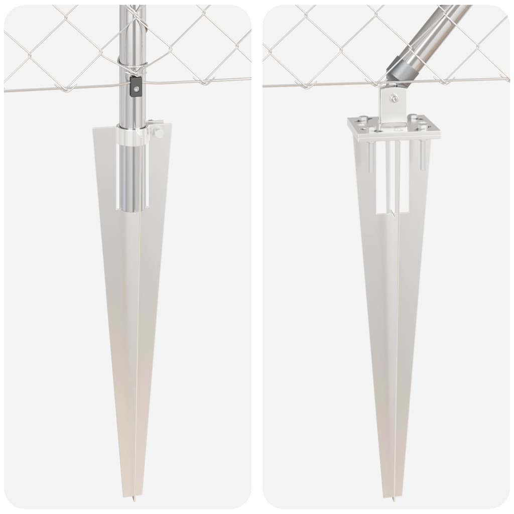 Kettengliedzaun mit Pfosten Silber 0,4 x 25 m Stahl