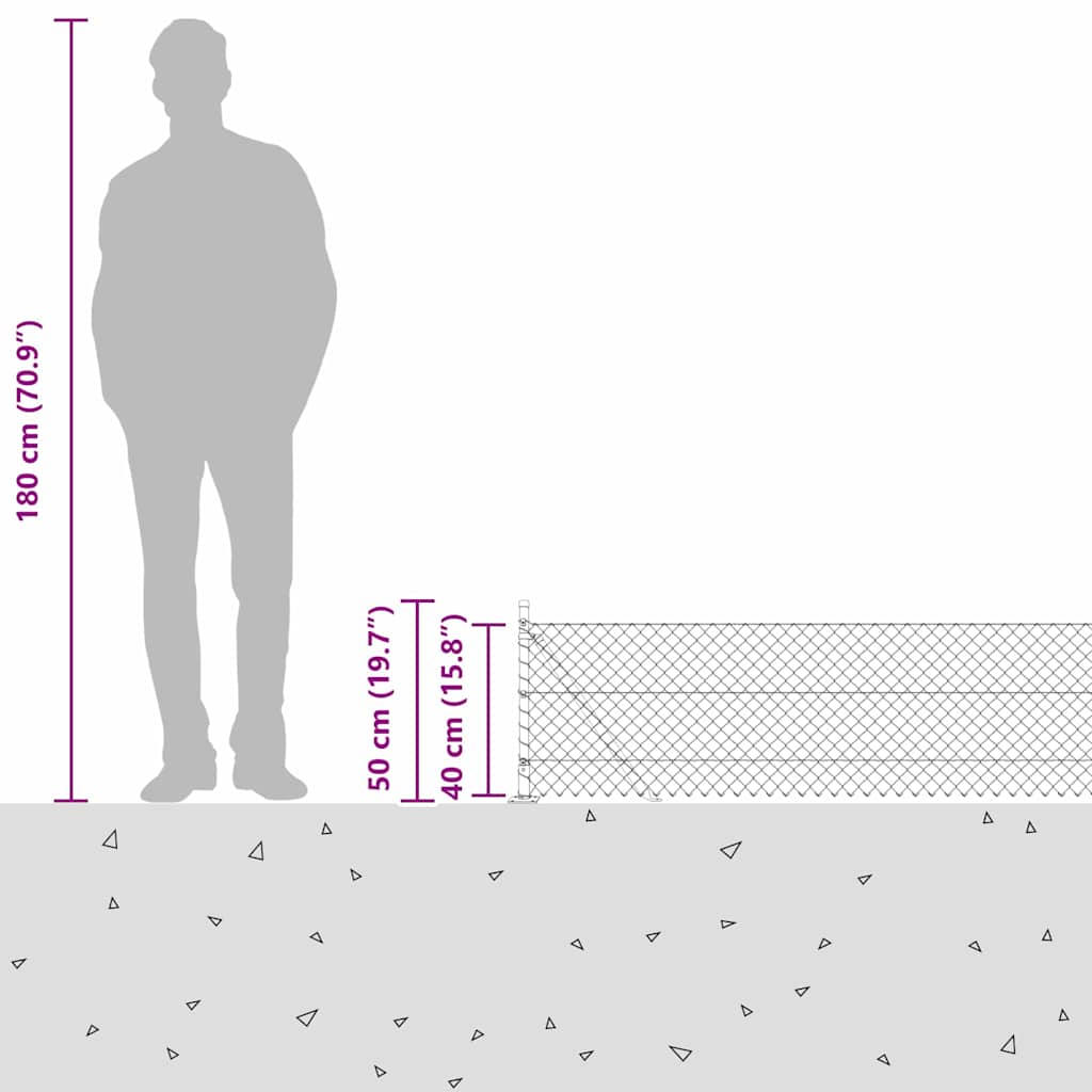 Kettengliedzaun mit Pfosten Grün 0,4 x 10 m Stahl