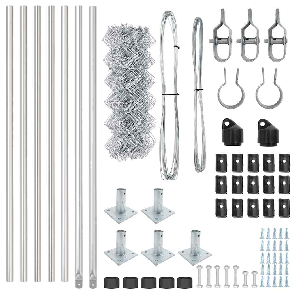 Kettengliedzaun mit Pfosten Silber 0,4 x 10 m Stahl