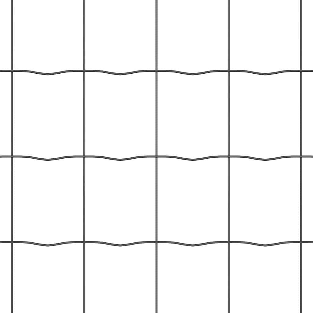 Zaun mit Pfosten Grau 1 x 25 m Stahl