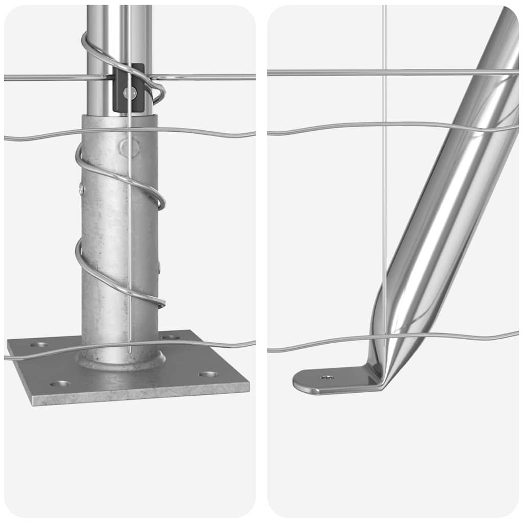 Zaun mit Pfosten Silber 1,2 x 10 m Stahl
