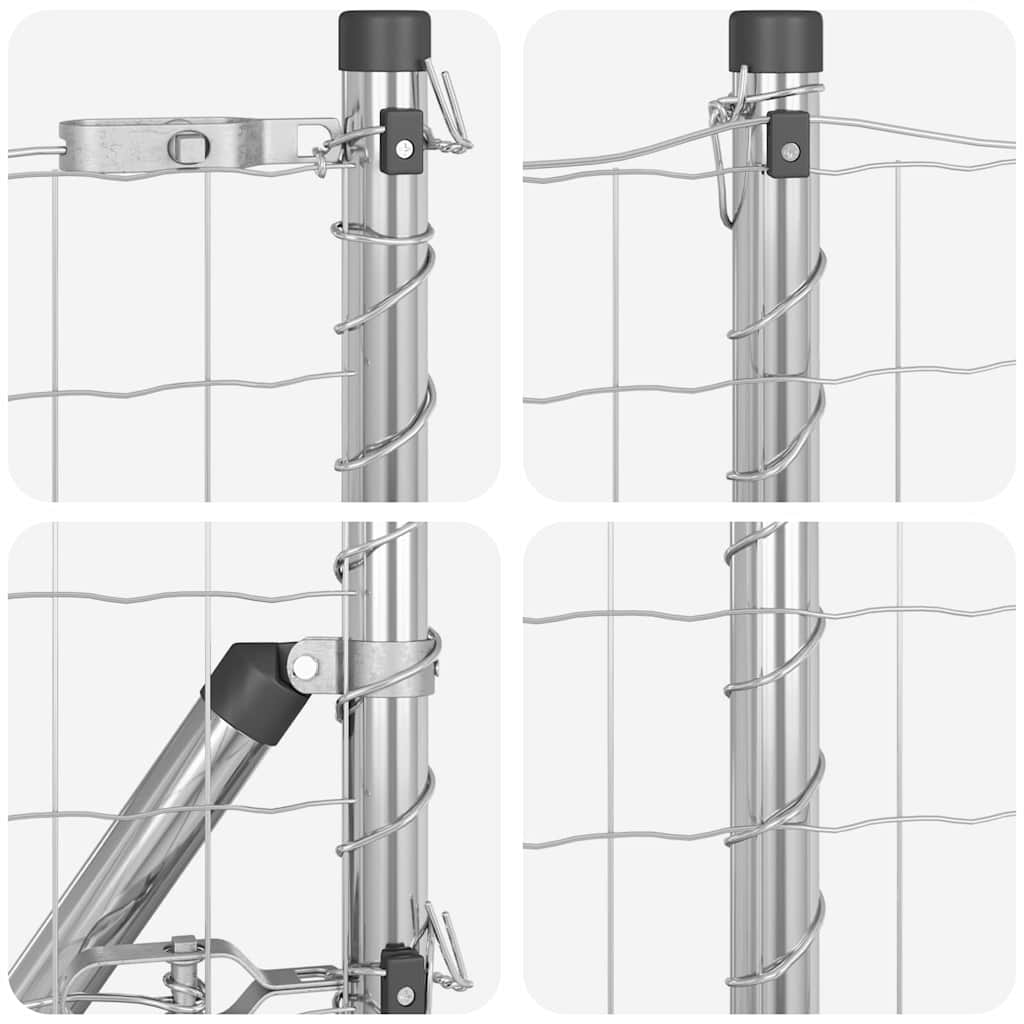 Zaun mit Pfosten Silber 1 x 25 m Stahl