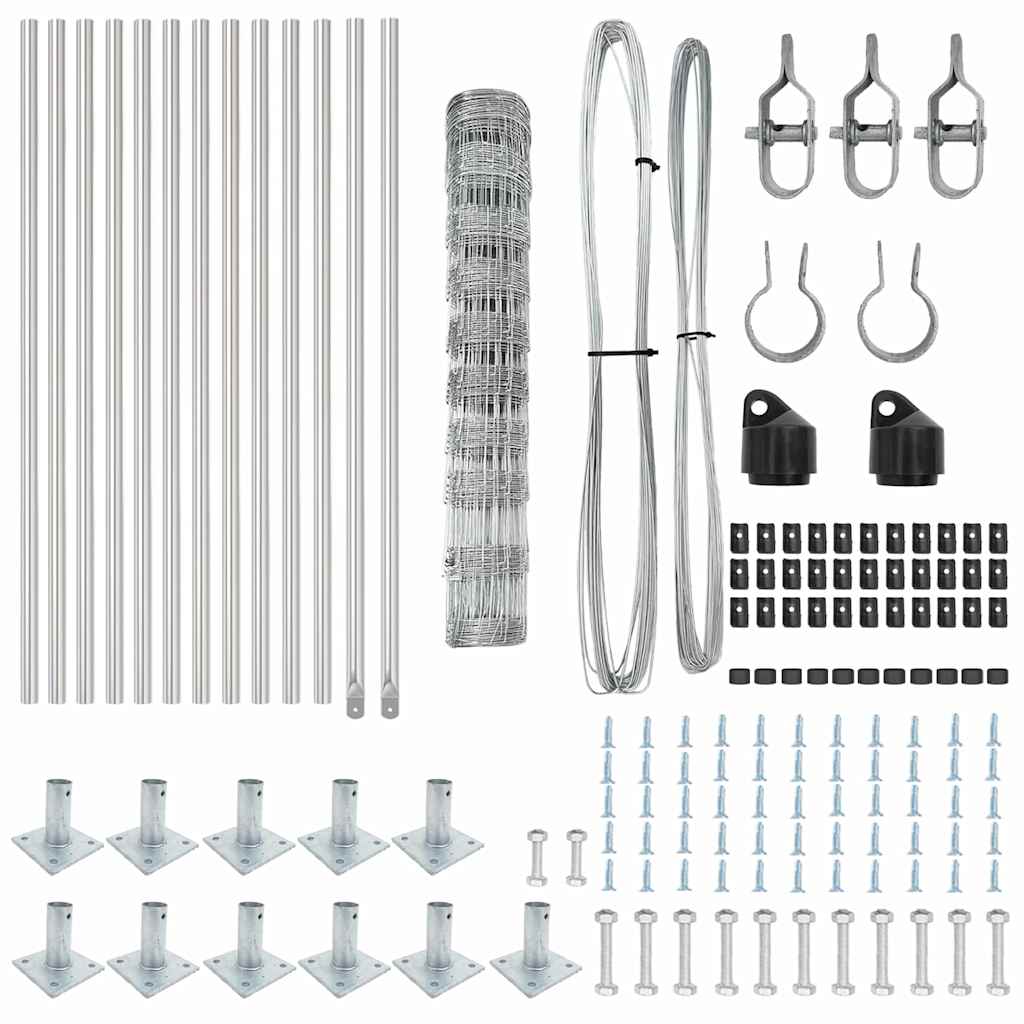 Wildzaun Silber 25 x 1 m Verzinkter Stahl