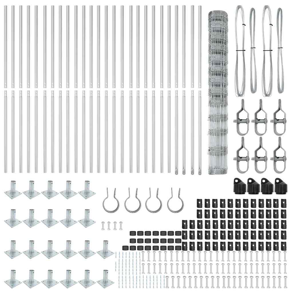Wildzaun Silber 50 x 1,5 m Verzinkter Stahl