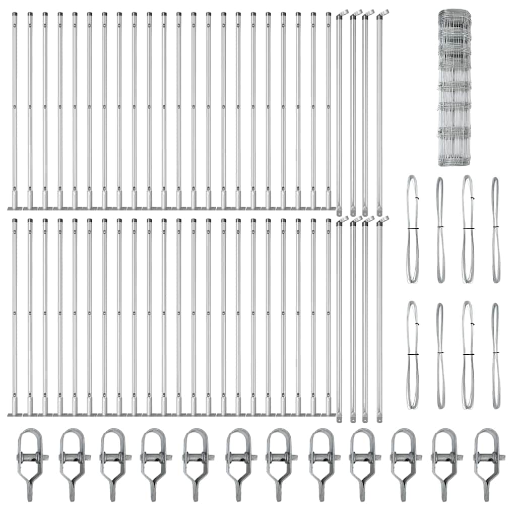 Wildzaun Silber 100 x 1 m Verzinkter Stahl