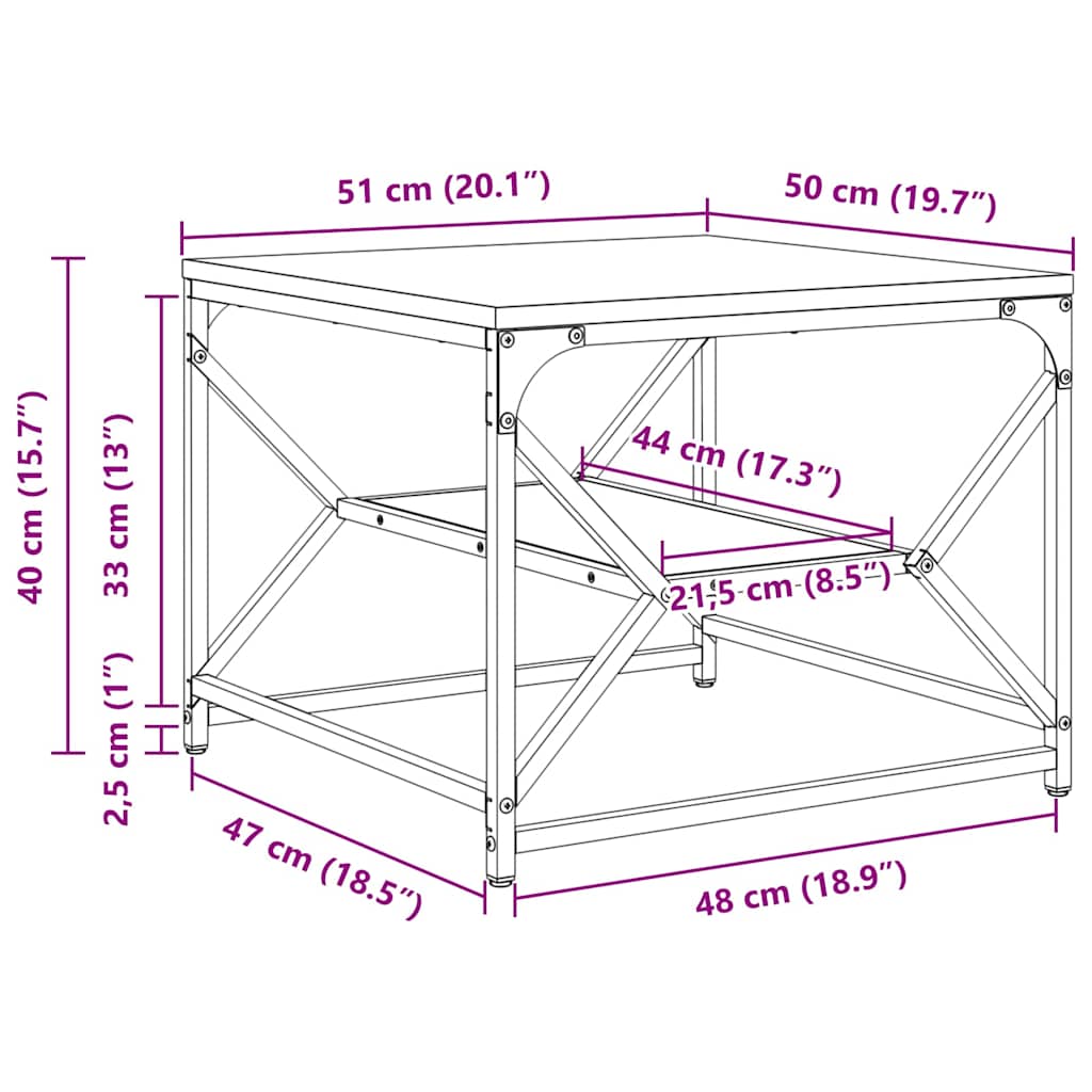 Couchtisch Eiche handwerklich 51 x 50 x 40 cm