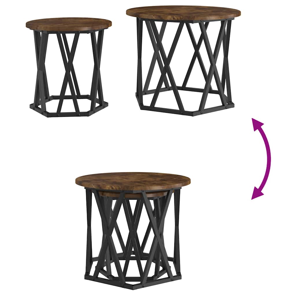 Beistelltisch 2 pcs Räuchereiche 50 x 50 x 40 cm