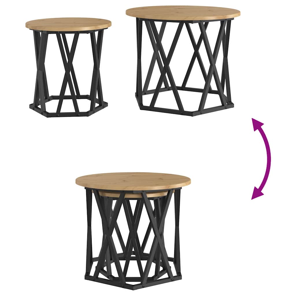 Beistelltisch 2 pcs Eiche handwerklich 50 x 50 x 40 cm
