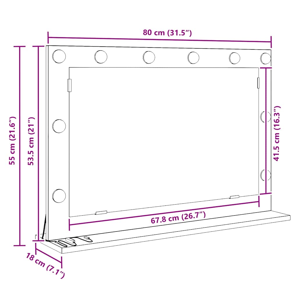 Kosmetikspiegel Altholz 80 x 55 x 18 cm Holzwerkstoff und Glas