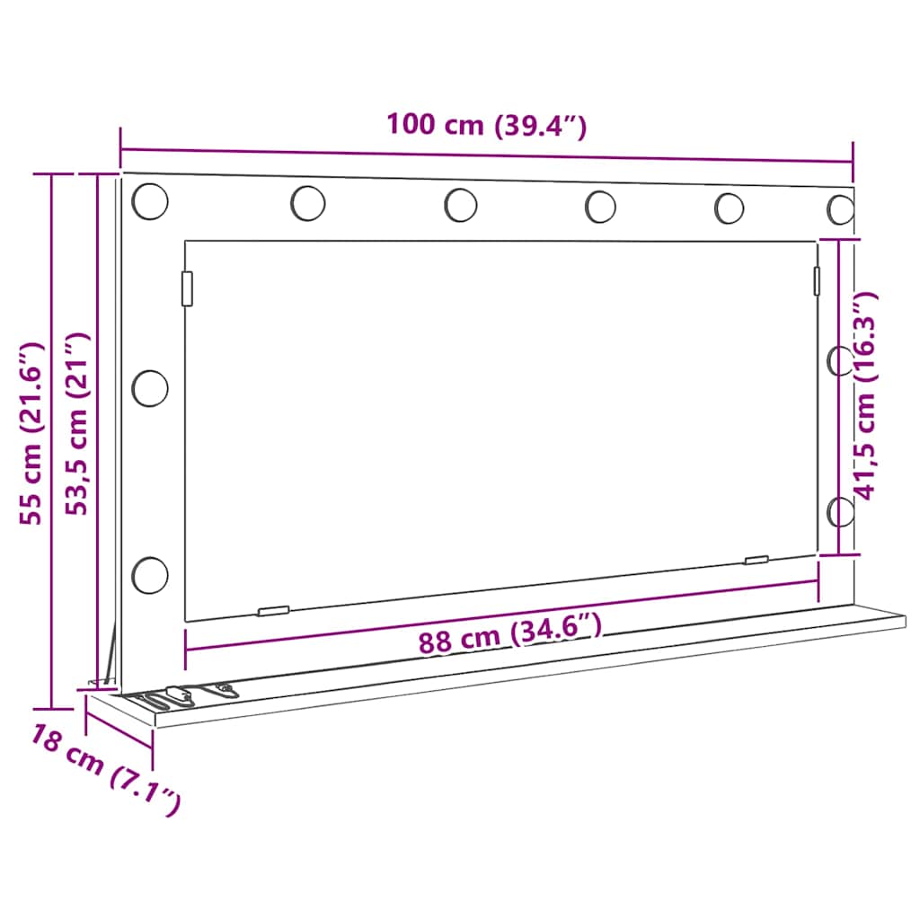 Kosmetikspiegel Altholz 100 x 55 x 18 cm Holzwerkstoff und Glas