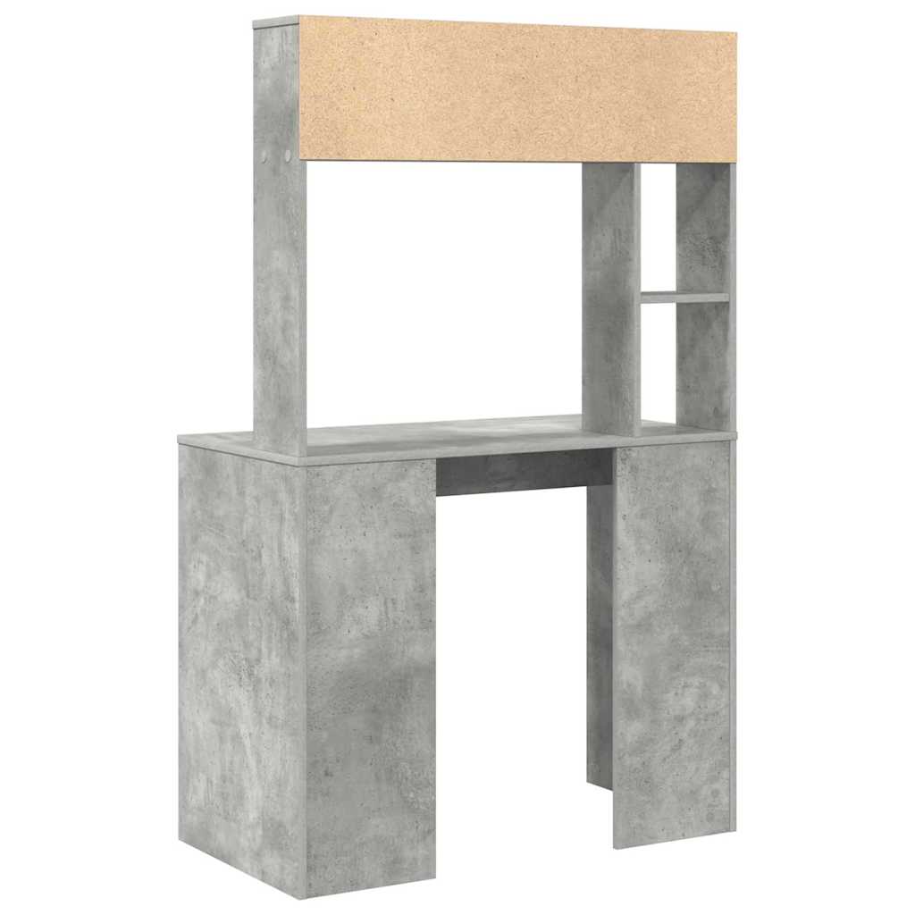 Schreibtisch mit Regal Betongrau 91 x 50 x 149 cm Holzwerkstoff