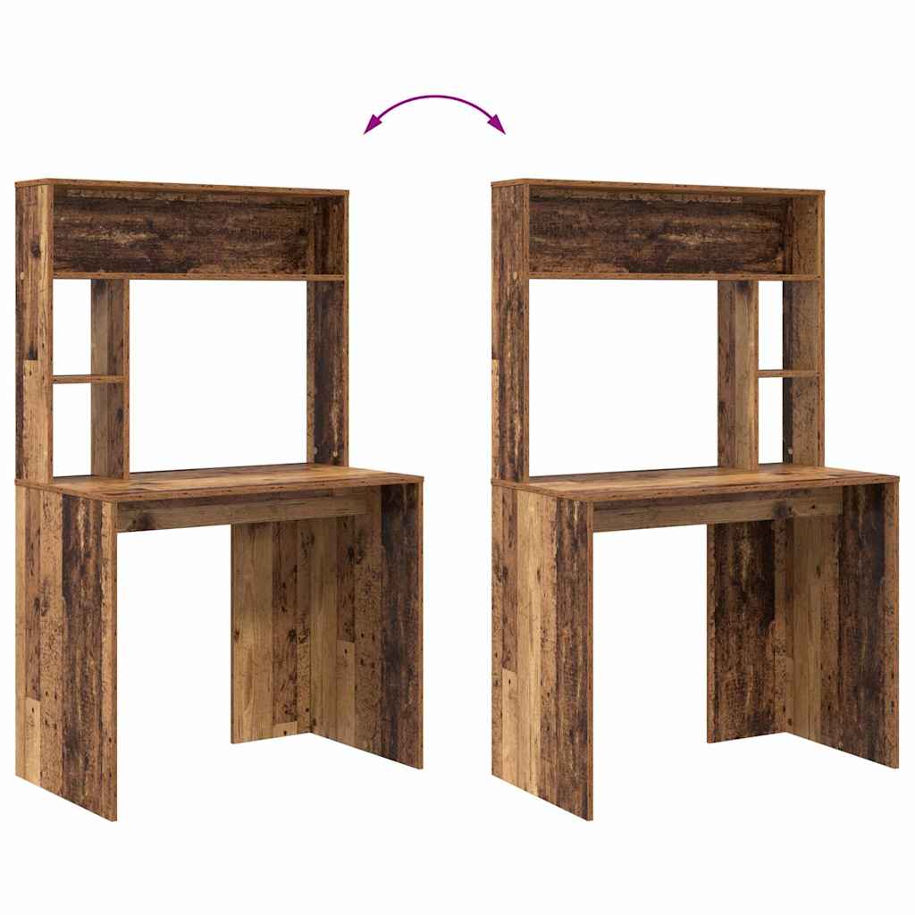 Schreibtisch mit Regal Altholz 91 x 50 x 149 cm Holzwerkstoff