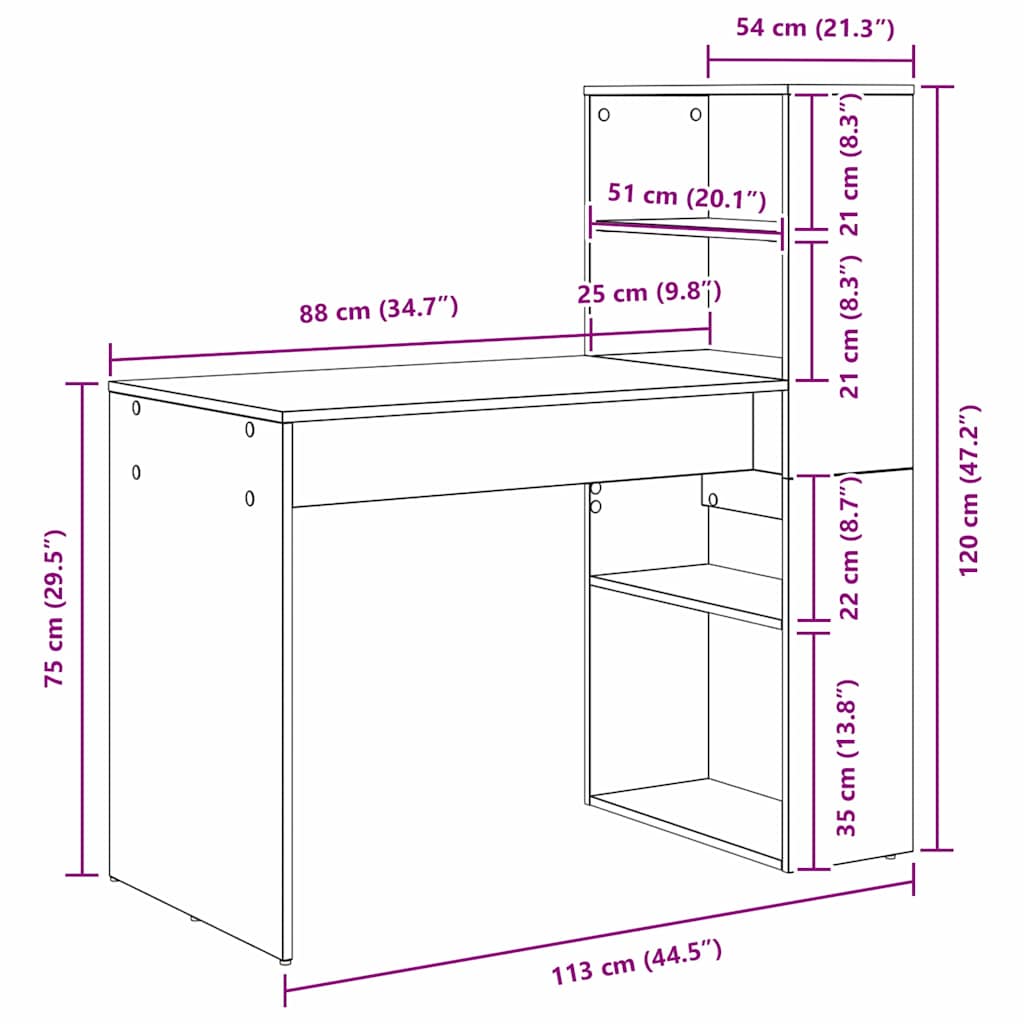 Schreibtisch Betongrau 113 x 54 x 120 cm Holzwerkstoff