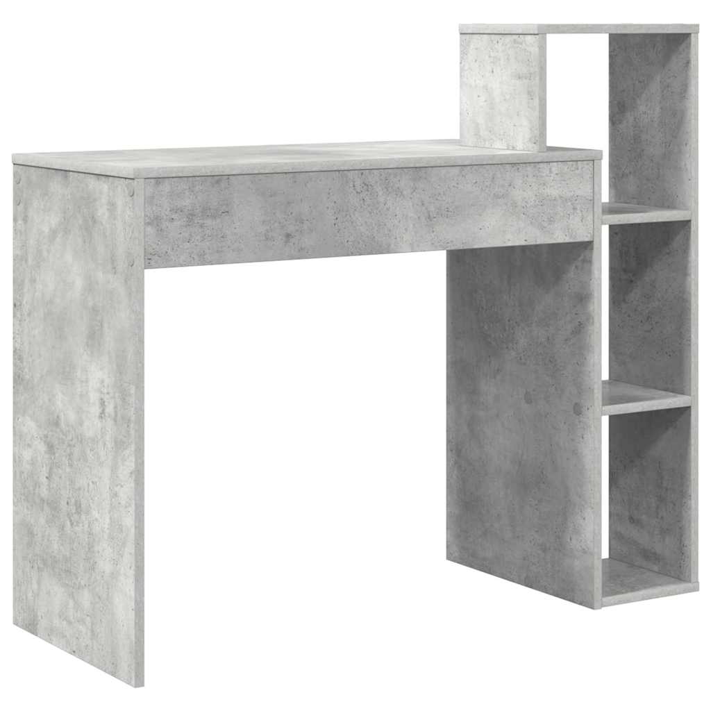 Schreibtisch mit Regal Betongrau 100 x 40 x 90 cm Holzwerkstoff