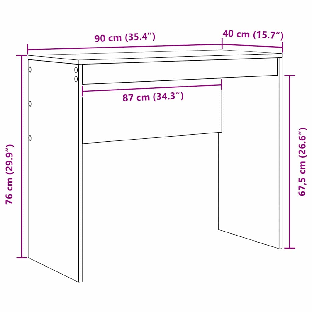 Schreibtisch Räuchereiche 90 x 40 x 76 cm Holzwerkstoff