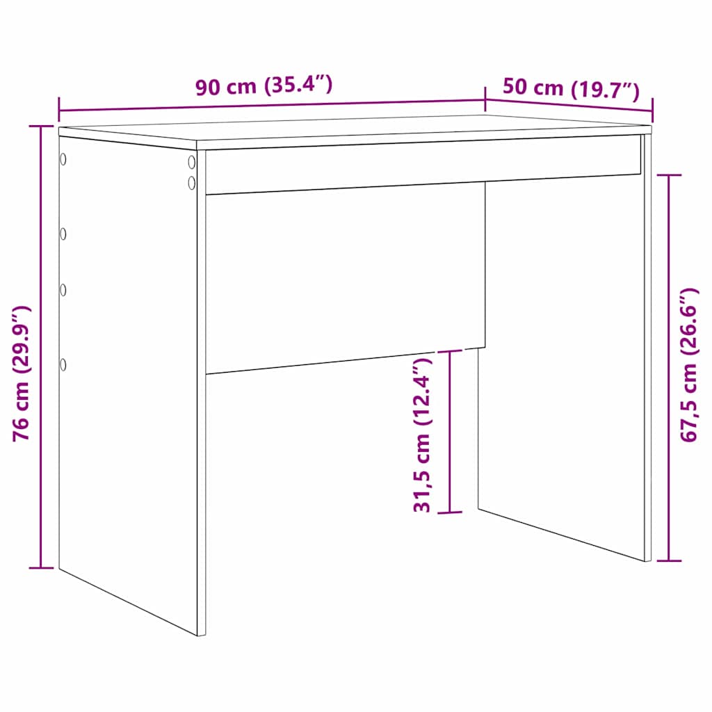 Schreibtisch Grau Sonoma 90 x 50 x 76 cm Holzwerkstoff