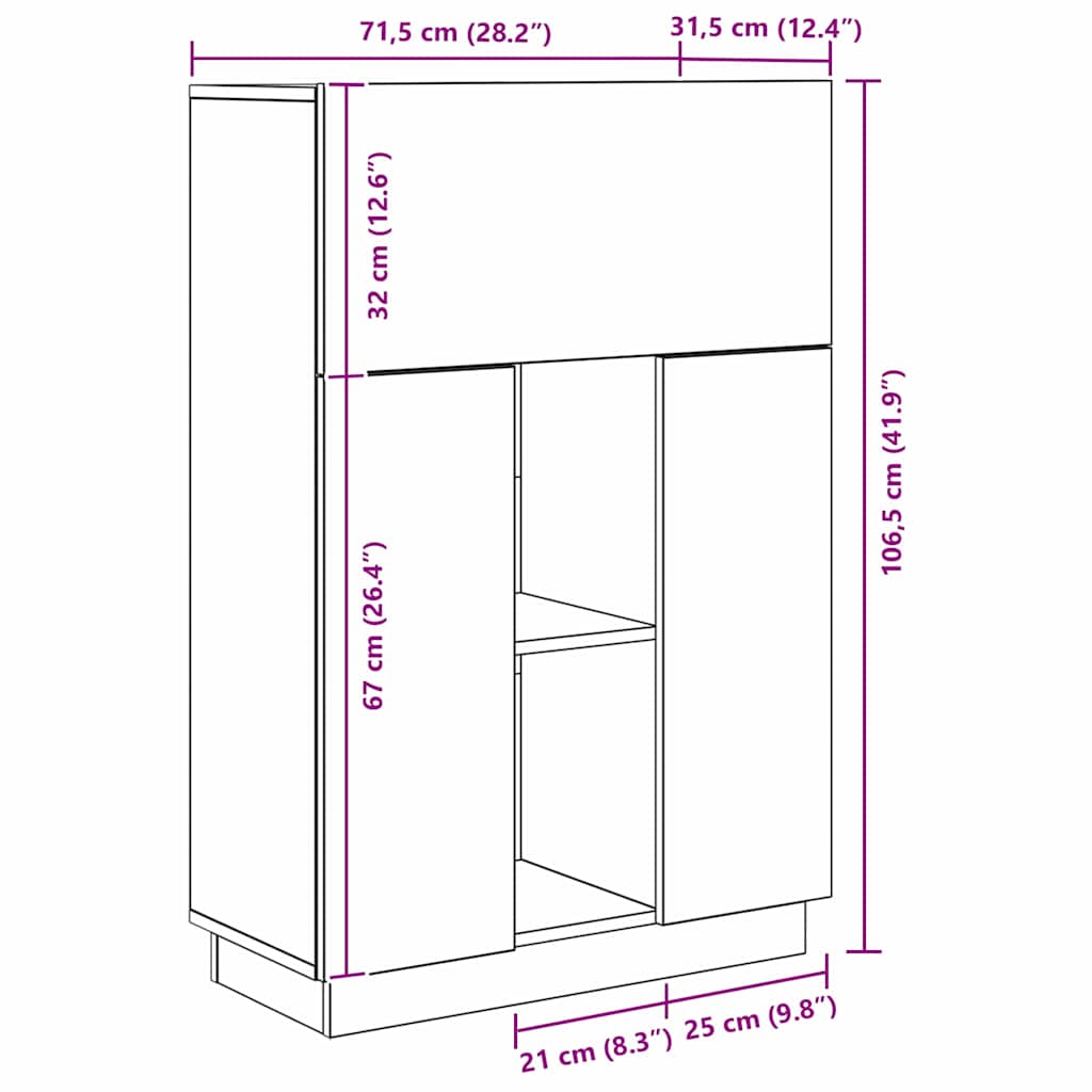 Schreibtisch mit Regal Schwarze Eiche 71,5 x 31,5 x 106,5 cm