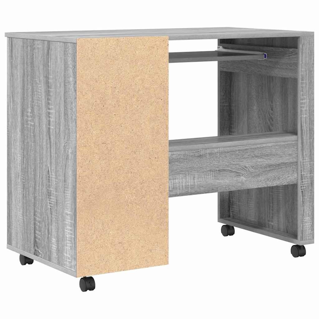 Tisch mit Rollen mit Regal Grau 91 x 50 x 77 cm Holzwerkstoff