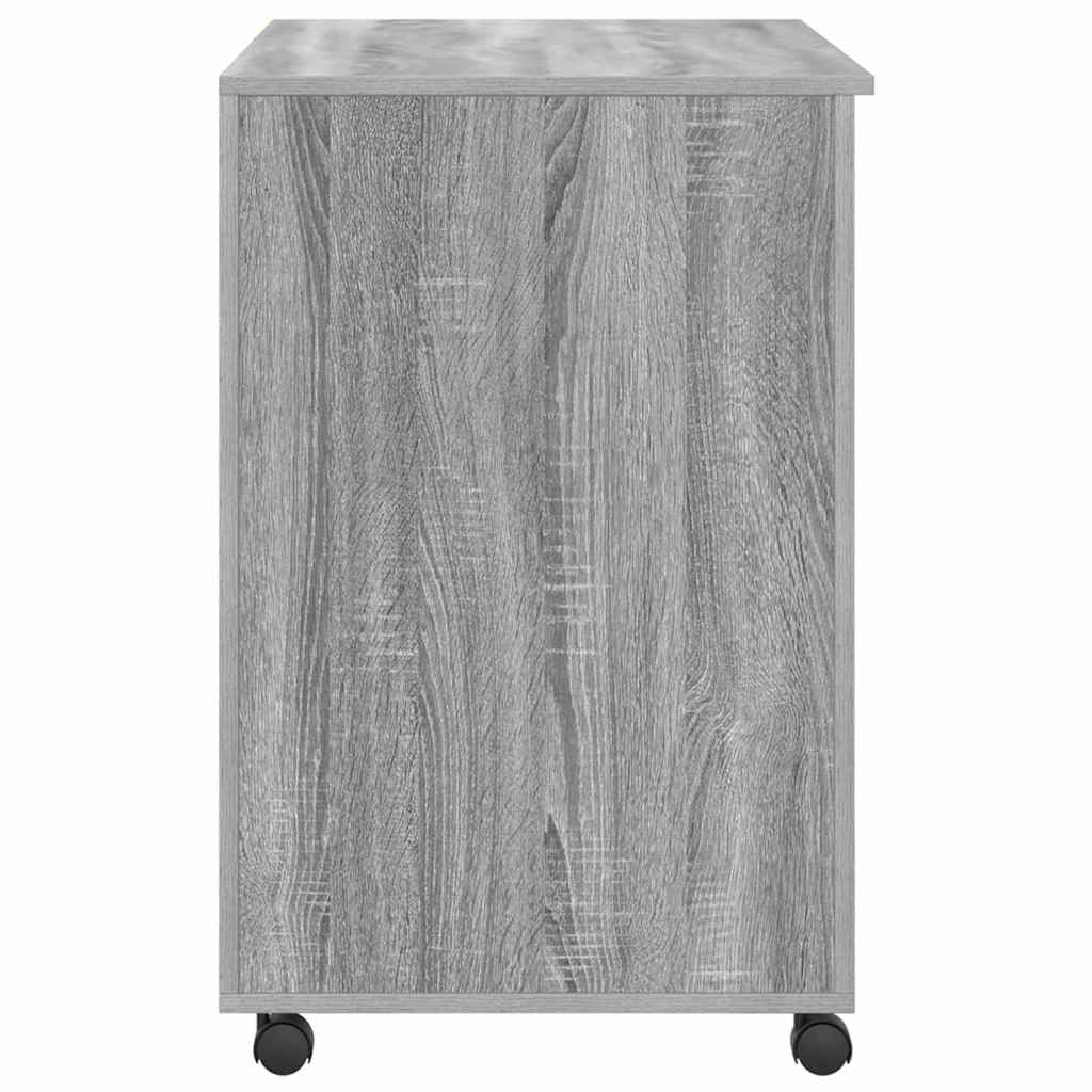 Tisch mit Rollen mit Regal Grau 91 x 50 x 77 cm Holzwerkstoff