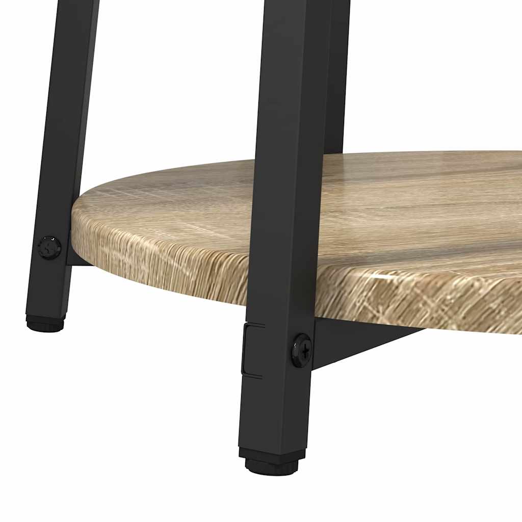 Beistelltisch-Set mit Regal 2 pcs Sonoma-Eiche und Schwarz