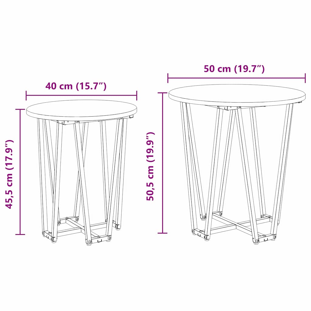 Beistelltisch-Set 2 pcs Schwarze Eiche 50 x 50 x 50.5 cm