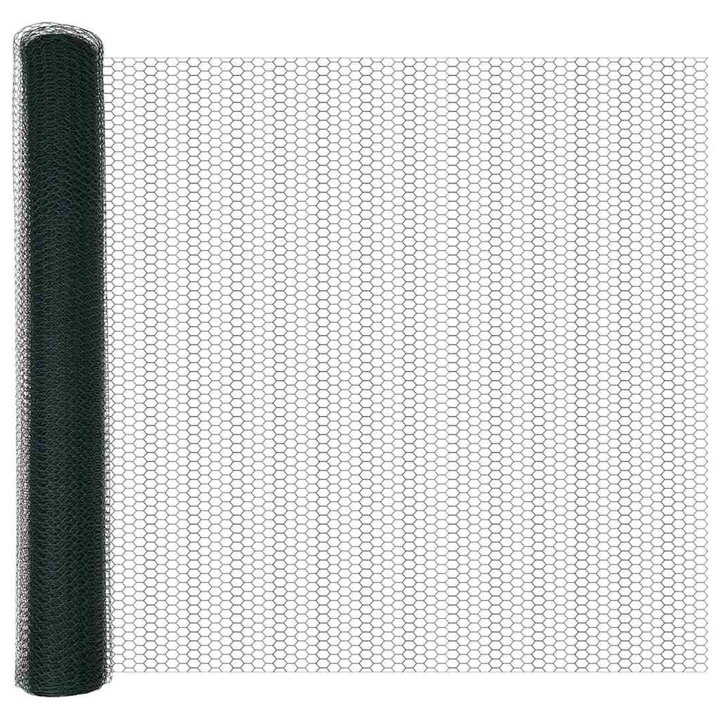 Zaun mit Pfosten Grün 1 x 10 m PVC-beschichteter Stahl