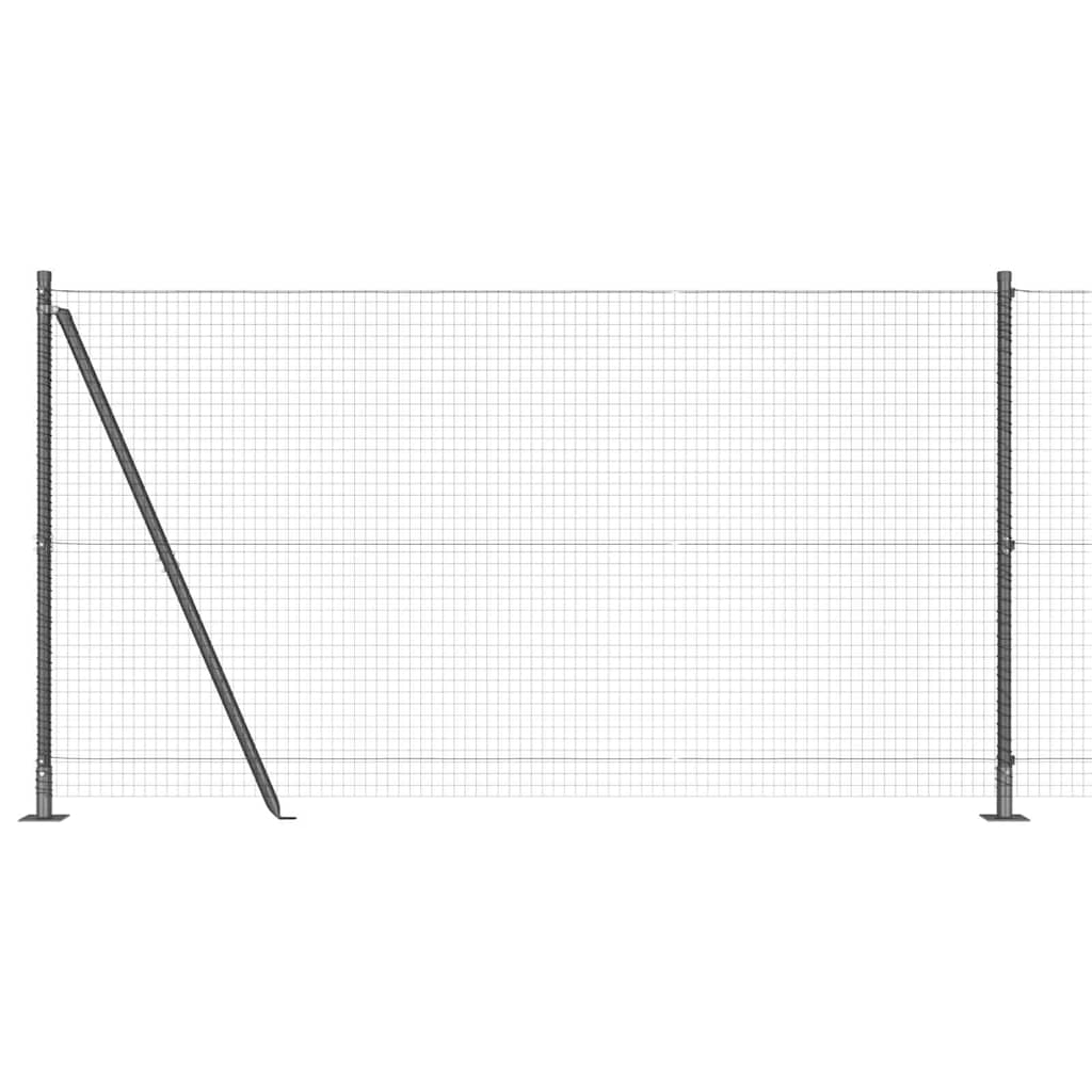 Zaun mit Pfosten Grau 1,2 x 10 m Stahl