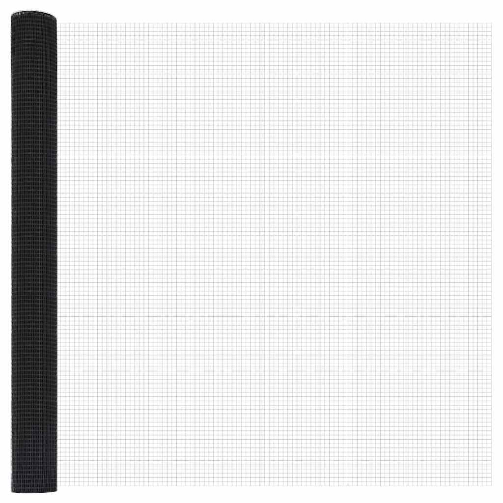 Zaun mit Pfosten Grau 1.6 x 25 m Stahl