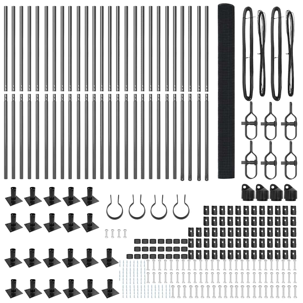 Zaun mit Pfosten Grau 1,4 x 50 m Stahl