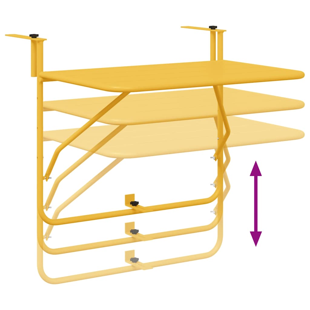 Hängender Balkontisch Senfgelb 60 x 39 x 65 cm Stahl
