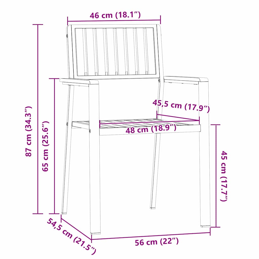 Gartenstuhl 2 pcs Braun 56 x 54,5 x 87cm Massivholz Akazie