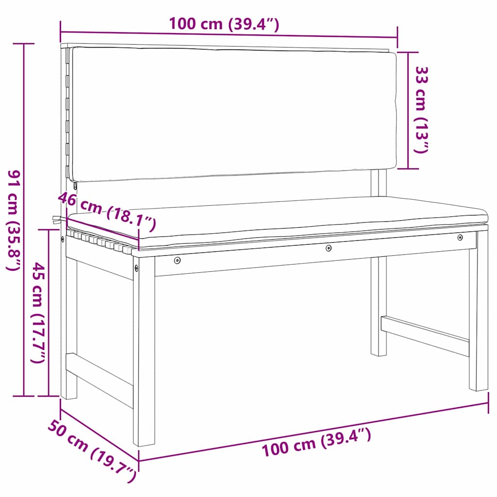 Gartenbank Braun 100 x 50 x 91cm Massivholz Akazie