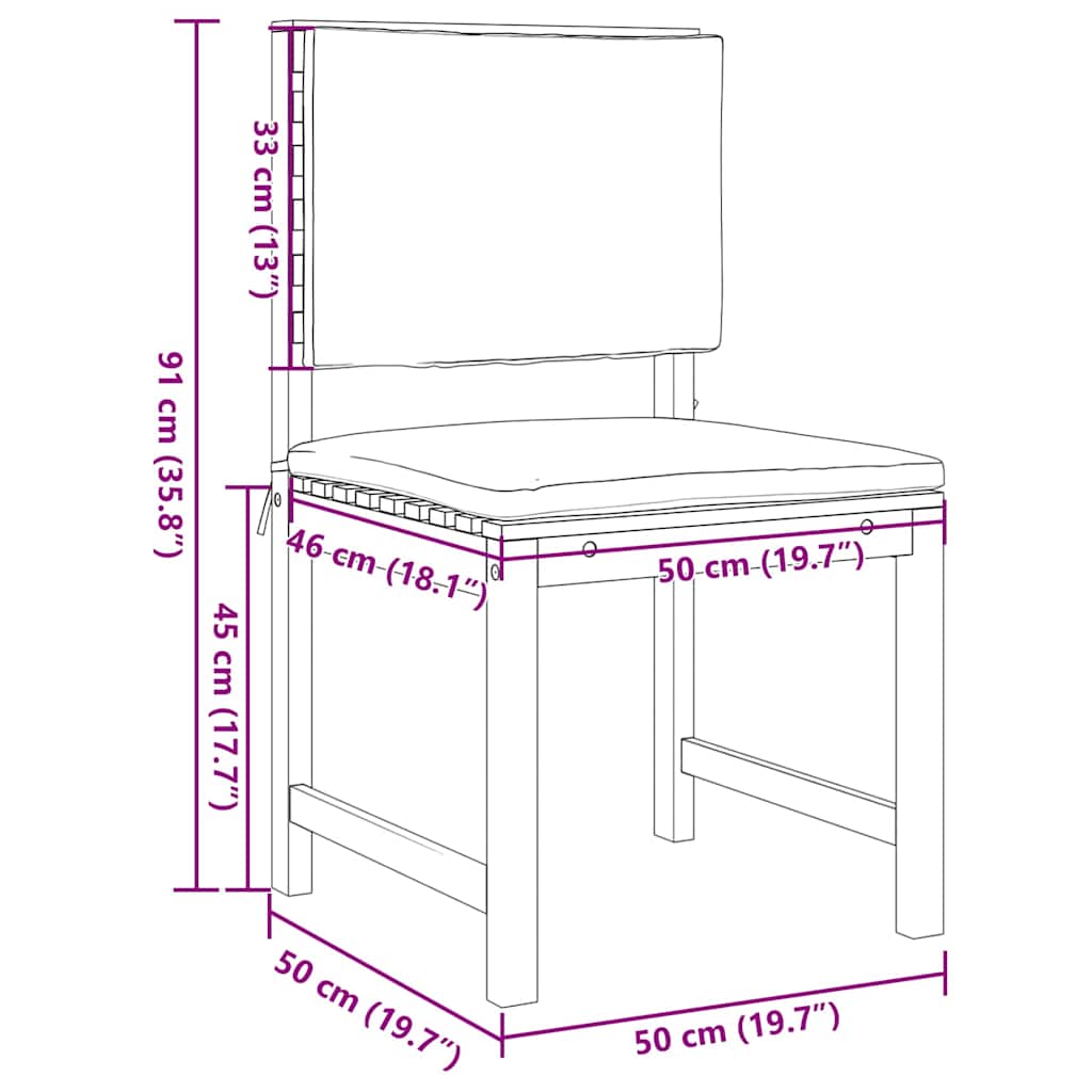 Gartenstuhl 2 pcs Braun 50 x 50 x 91cm Massivholz Akazie